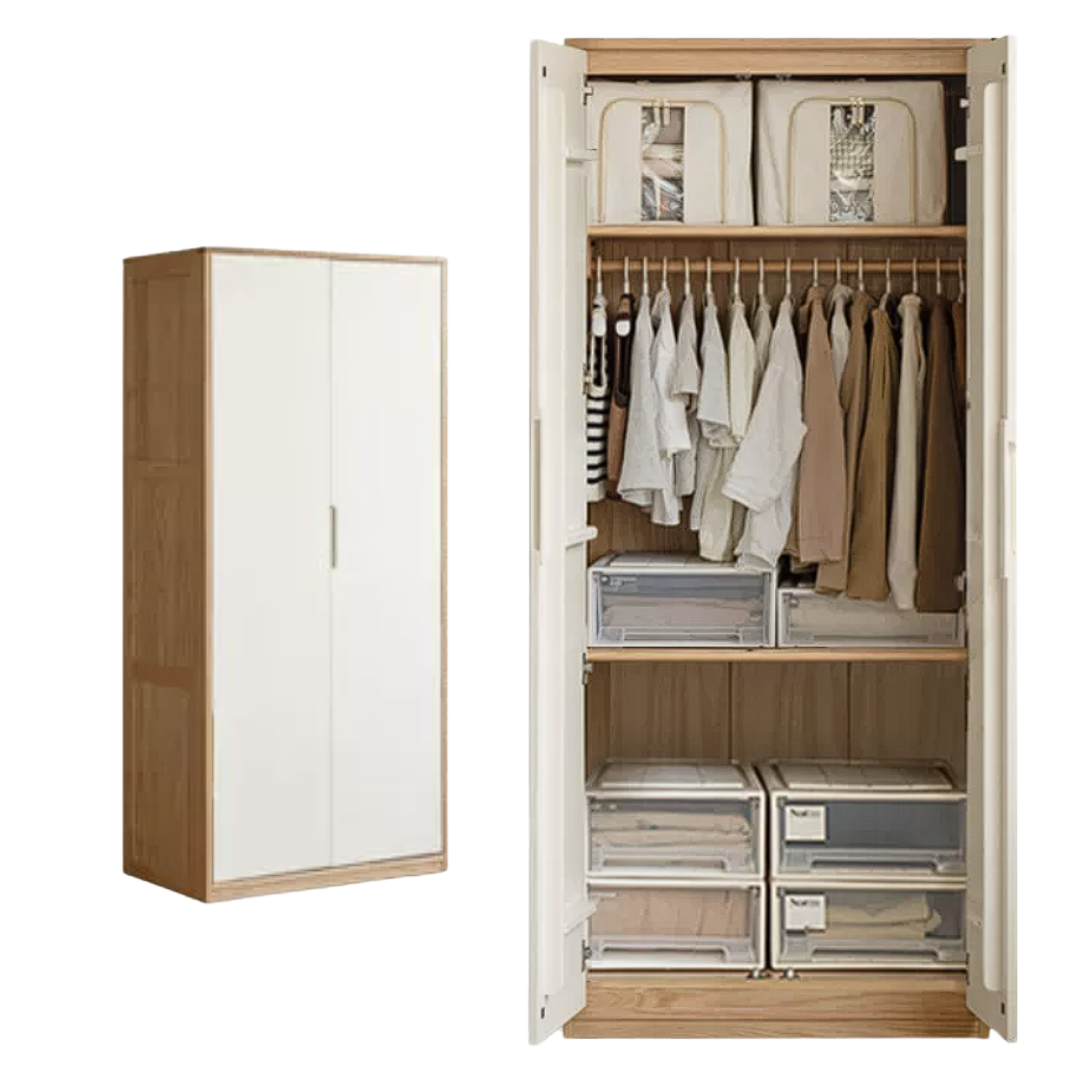 Oak Solid Wood Wardrobe Floor Combination Cabinet