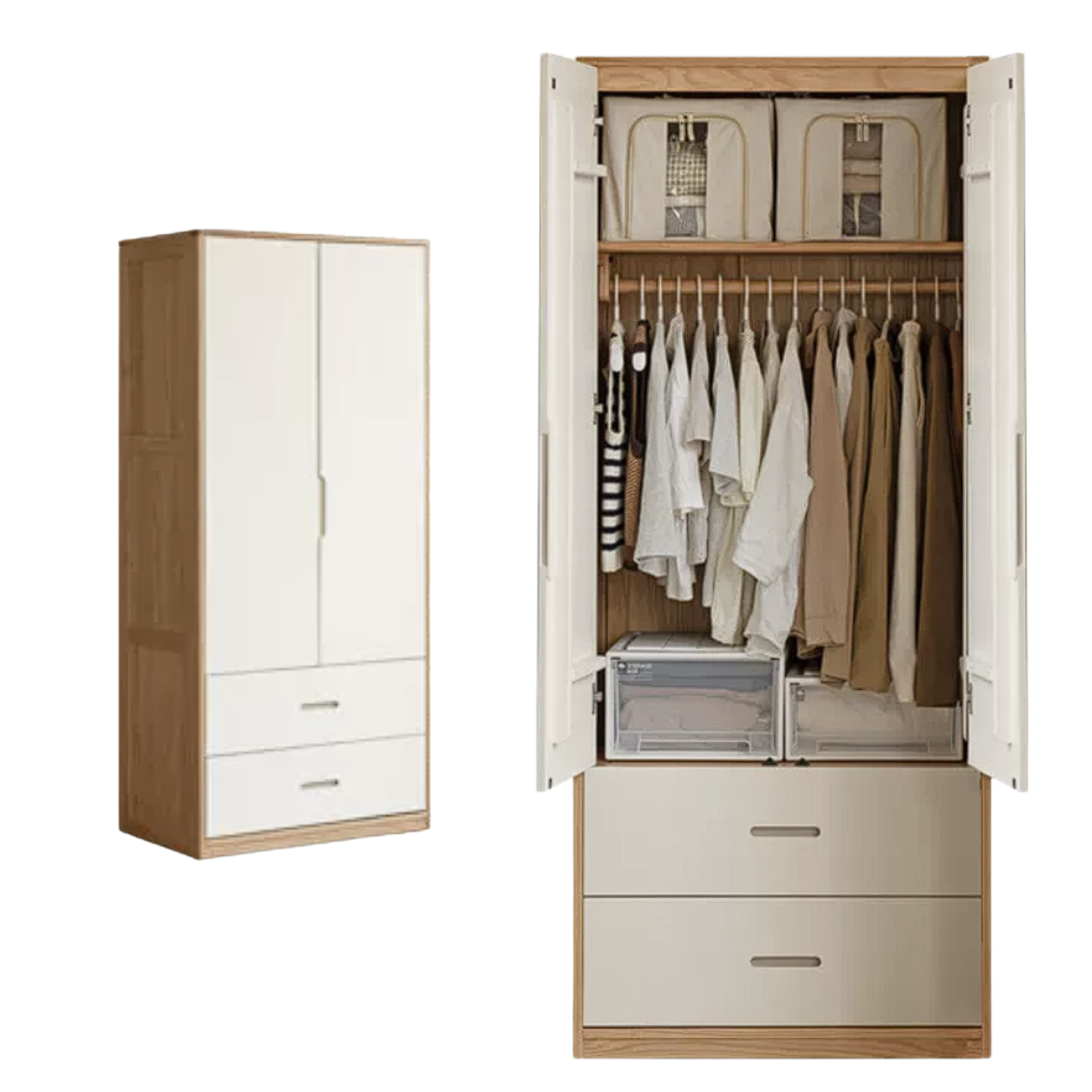 Oak Solid Wood Wardrobe Floor Combination Cabinet