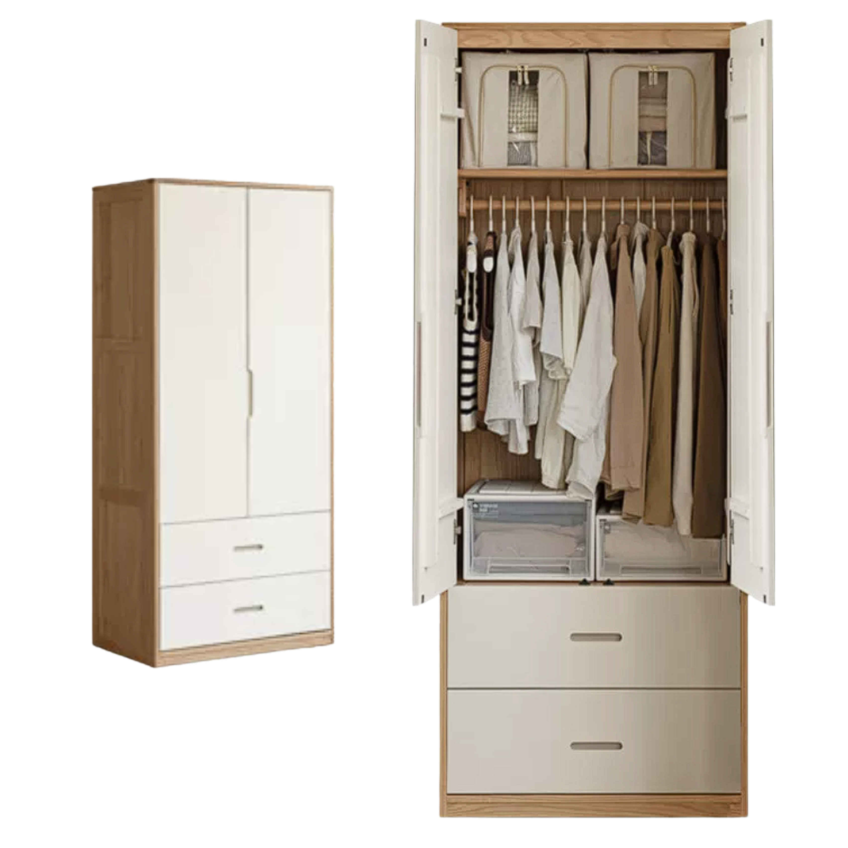 Oak Solid Wood Wardrobe Floor Combination Cabinet