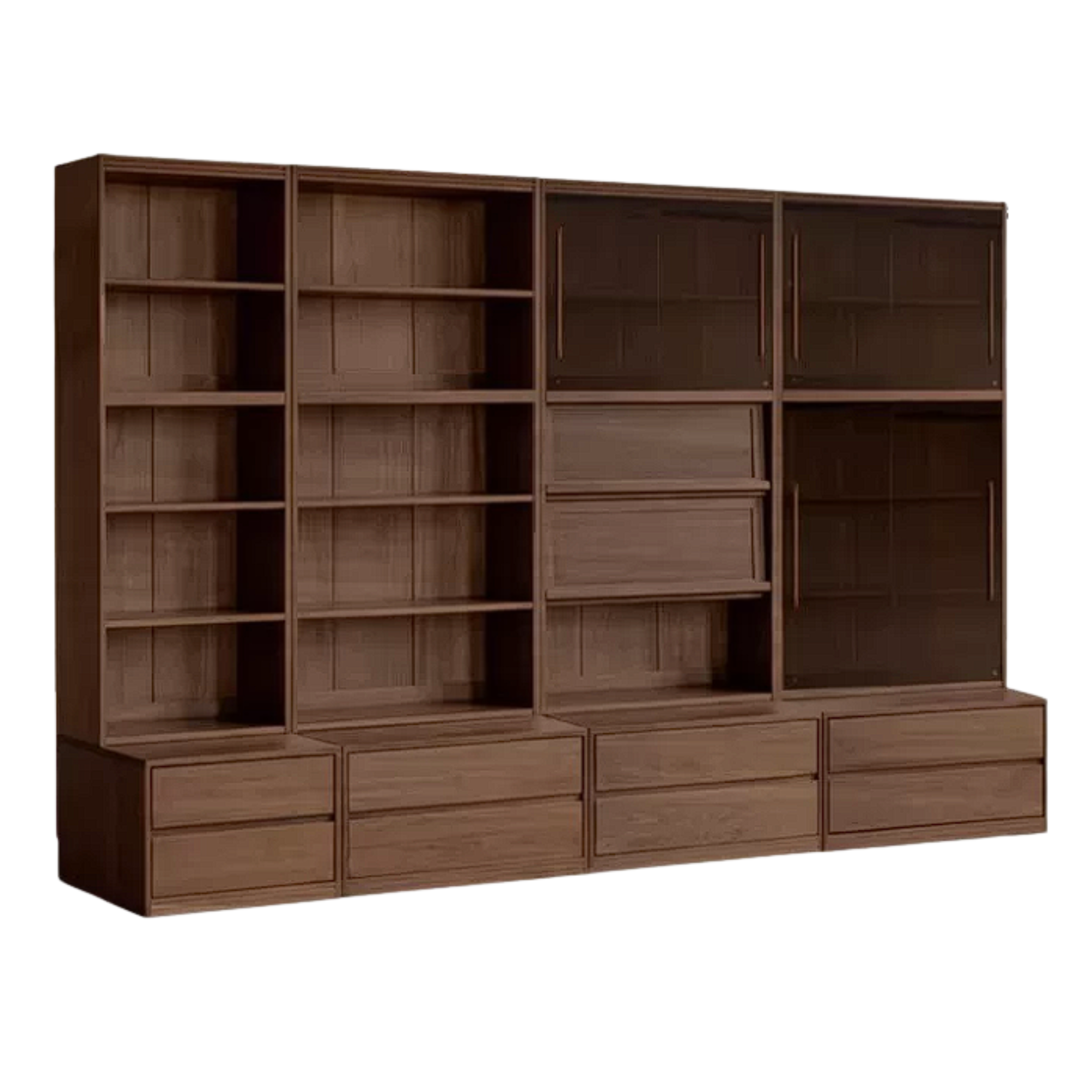 Sandalwood, Oak, Ash Solid Wood Combination Bookcase