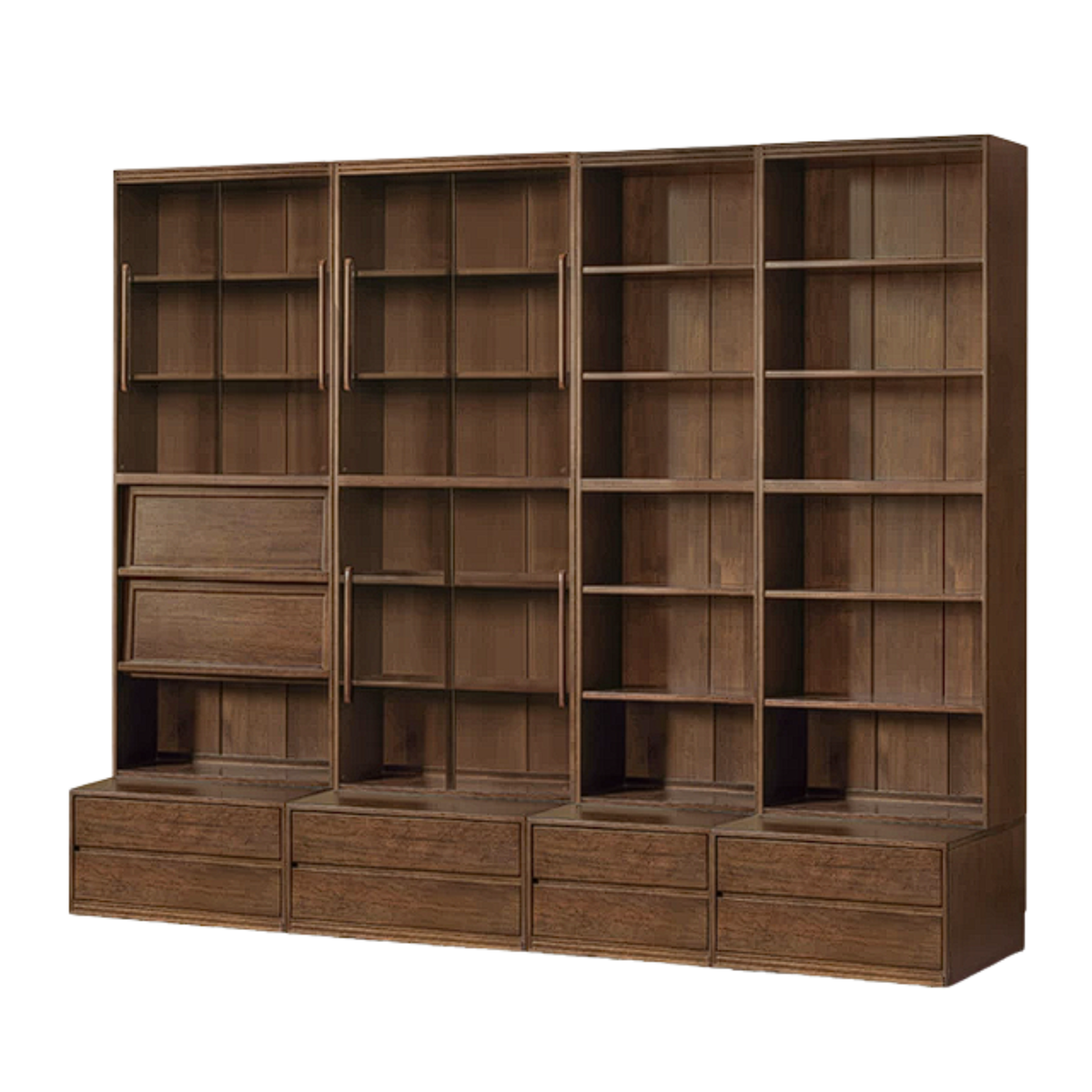 Sandalwood, Oak, Golden Pearwood, Ash Solid Wood Combination Bookcase