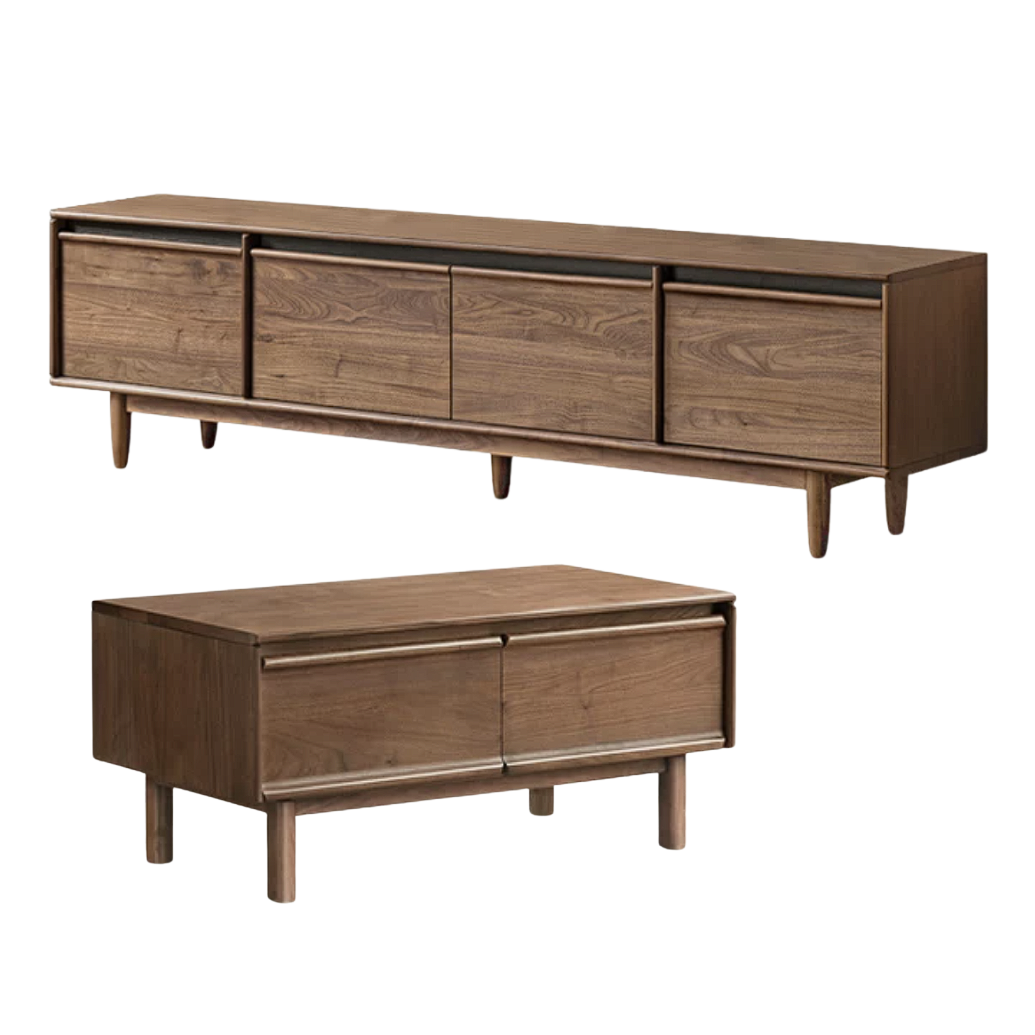 Black Walnut, Sandalwood, Ash Solid Wood Skeleton Line TV Cabinet