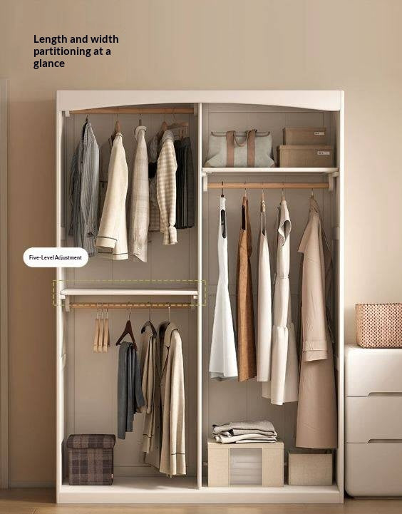 Solid RubberWood Wardrobe with curtains Design