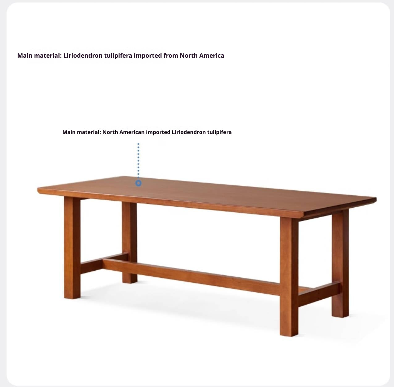 Poplar Solid Wood Mid Ancient Style Dining Table