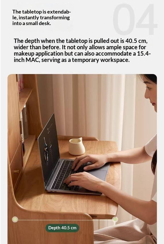 Solid RubberWood Extendable Modern Vanity Table