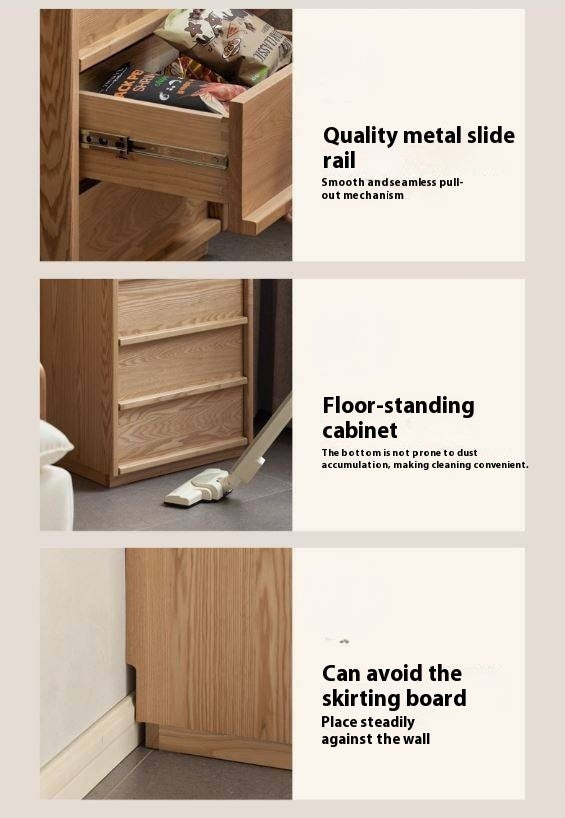 Ash Solid Wood Modern Side Cabinet.