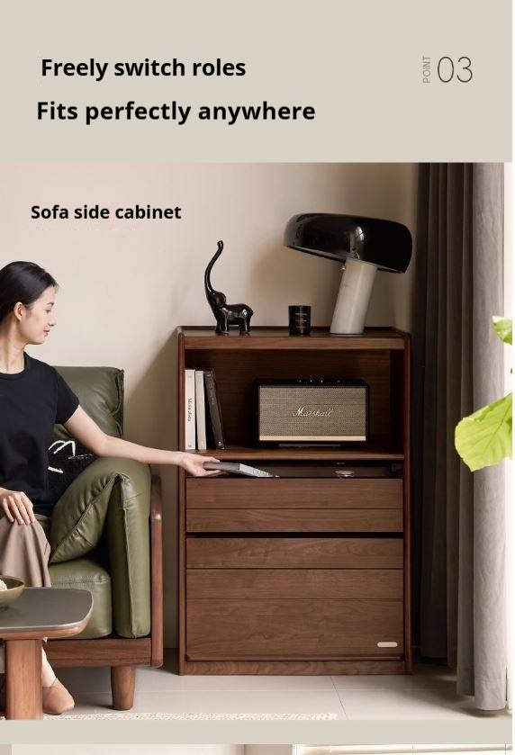 Black Walnut Solid Wood Side Cabinet.