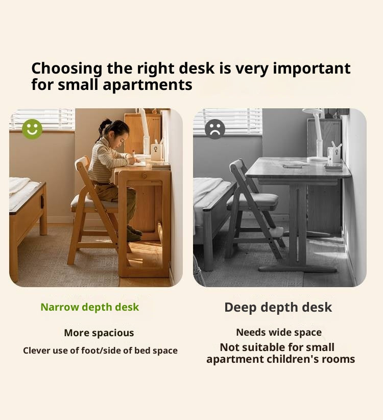 Beech Solid Wood Liftable Kids Study Desk