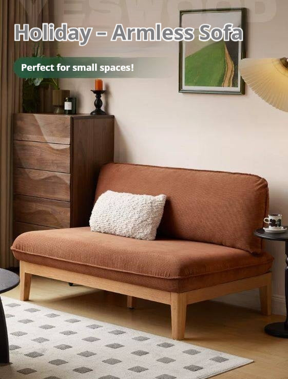 Oak Solid Wood Fabric Sofa