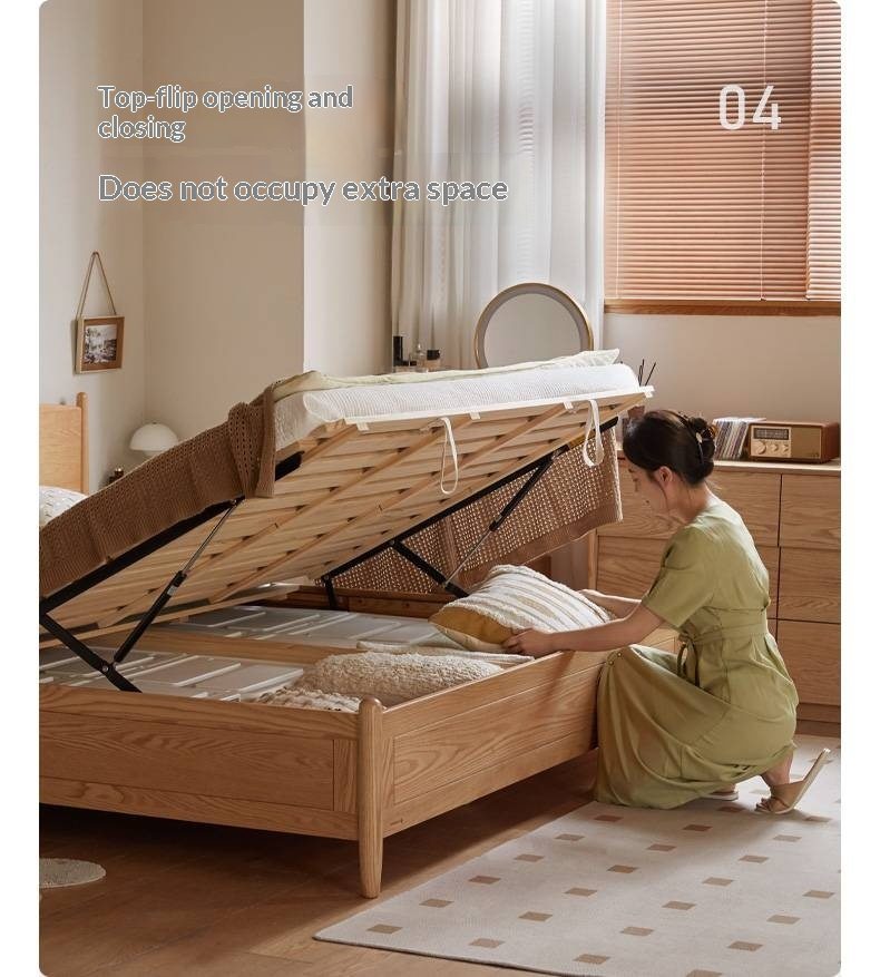 Oak Solid Wood Box Bed, Modern Minimalist