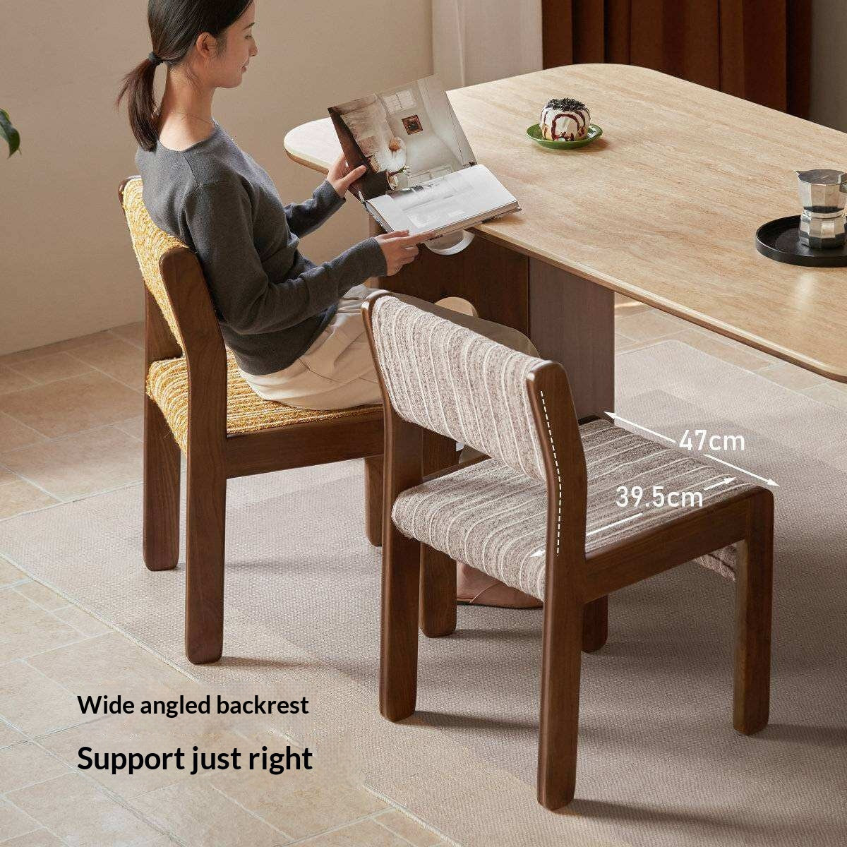 4 pcs -Black Walnut, Oak Solid Wood Modern Minimalist Block-Leg Dining Chair