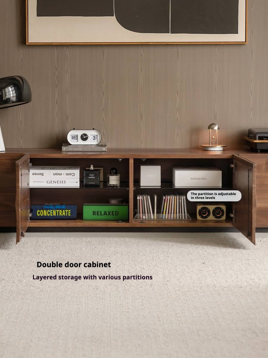 Solid Sandalwood, Black Walnut Solid Wood TV Cabinet Italian Light Luxury