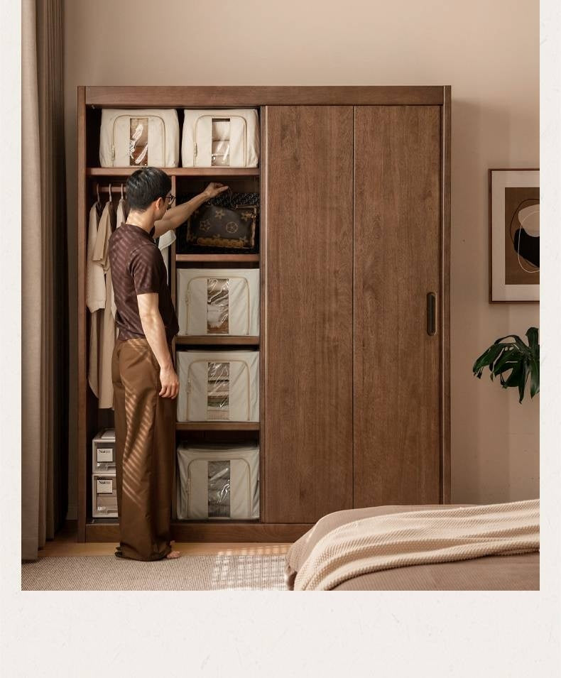 Golden Sandalwood Solid Wood Wardrobe