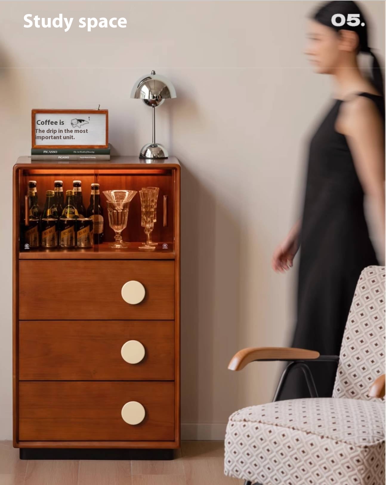 Poplar Solid Wood Middle Ages Side Cabinet.