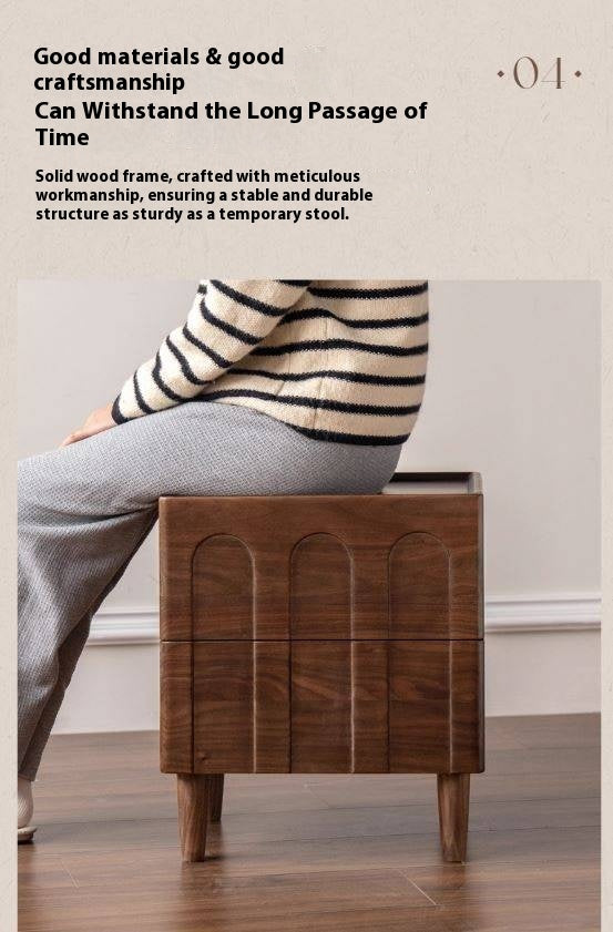 Black Walnut, Poplar, Sandalwood Solid Wood Modern Simple Nightstand.