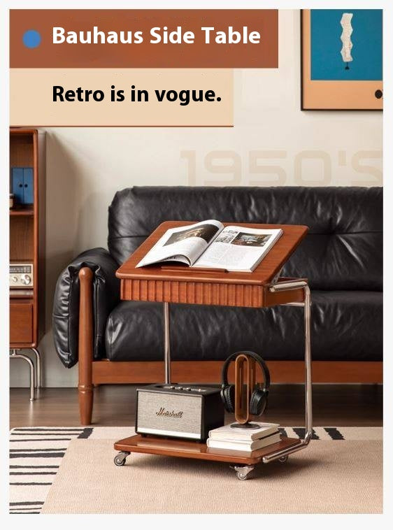 Tulipwood Solid Wood Mobile Retro Side Table