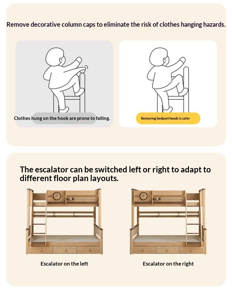 Rubberwood Solid Wood Children's Bunk Bed