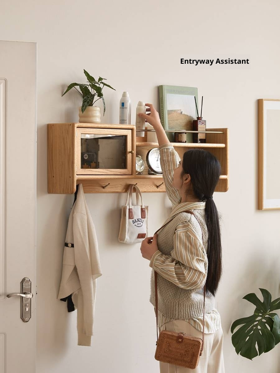 Oak Solid Wood Wall-Mounted Modern Cabinet