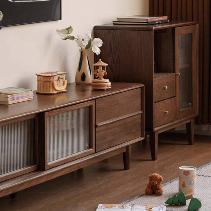 Black Walnut Solid Wood Modern TV Cabinet