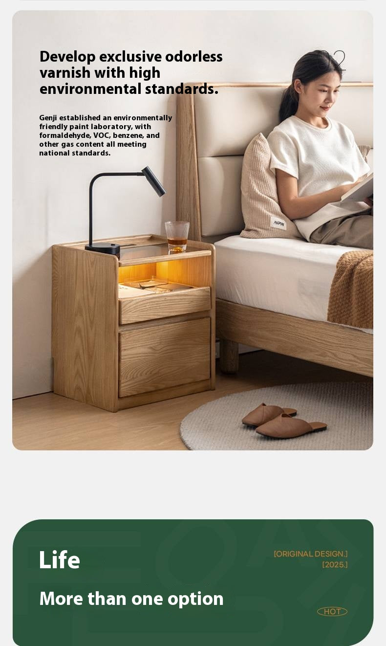 Ash Solid Wood Modern Nightstand