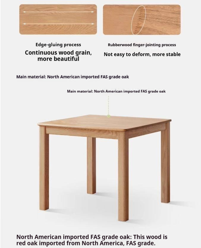 Solid Rubberwood, Oak Solid Wood Square Dining Table