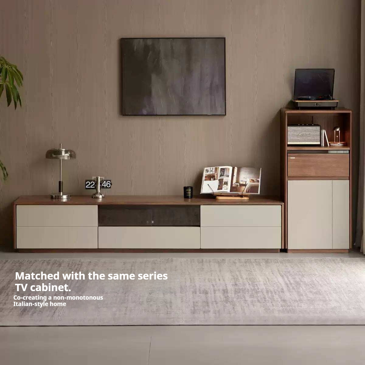 Black Walnut Solid Wood Accent side Cabinet with Mixed-Tone Finish