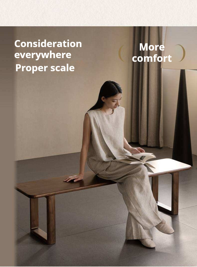 Black Walnut, White Ash Solid Wood Leisure Long Bench