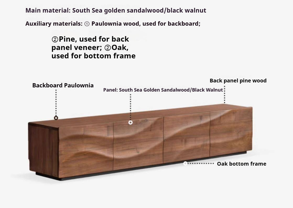 Solid Sandalwood, Black Walnut Solid Wood TV Cabinet Italian Light Luxury