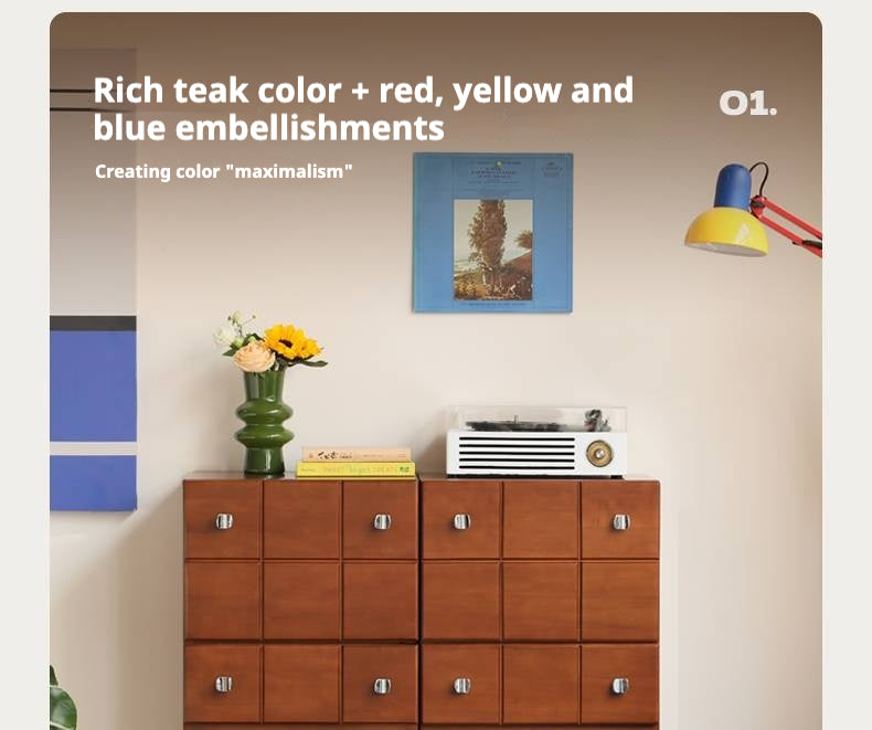 Poplar , Rubber Solid Wood Retro Style Side Cabinets.