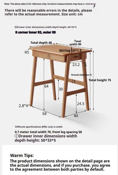 Cherry Solid Wood Desk With Drawers