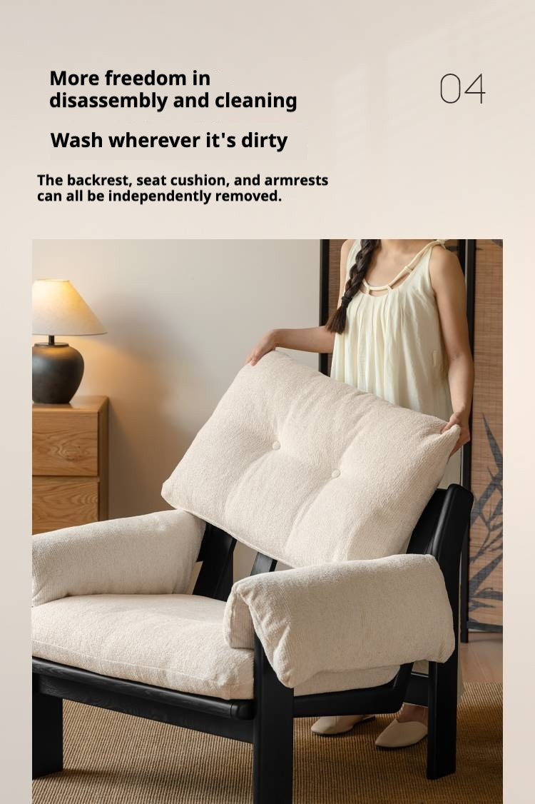 Ash Solid Wood Wabi Sabi Style Single Armchair