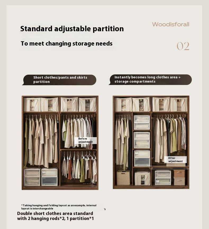 Black Walnut Solid Wood Sliding Door Wardrobe.