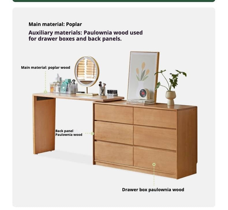 Poplar Solid Wood Modern Minimalist Rotatable Vanity Table