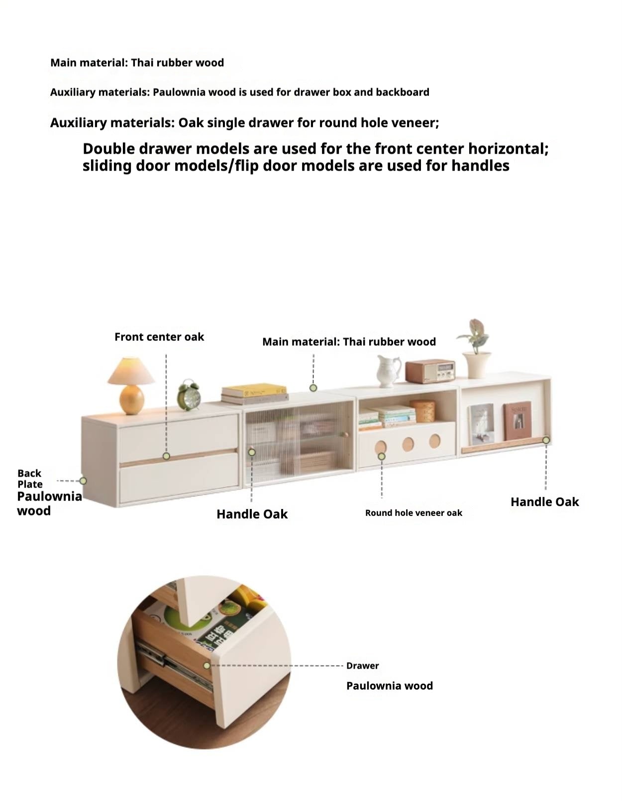 Solid RubberWood Module Combination TV Stand.