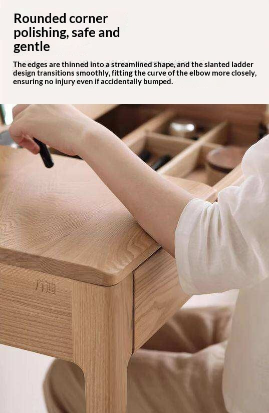 Ash Solid Wood Small Flip Vanity Table.