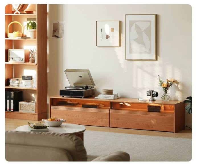 Cherry Solid Wood Floor TV Cabinet