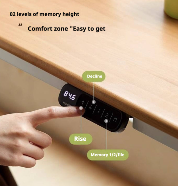 Beech Solid Wood Cream Style Study Electric Lift Desk.