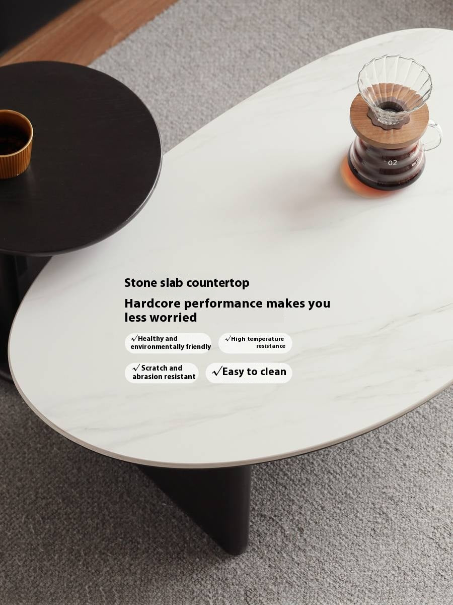 Oak, Ash Solid Wood Rock Slab Coffee Table Combination