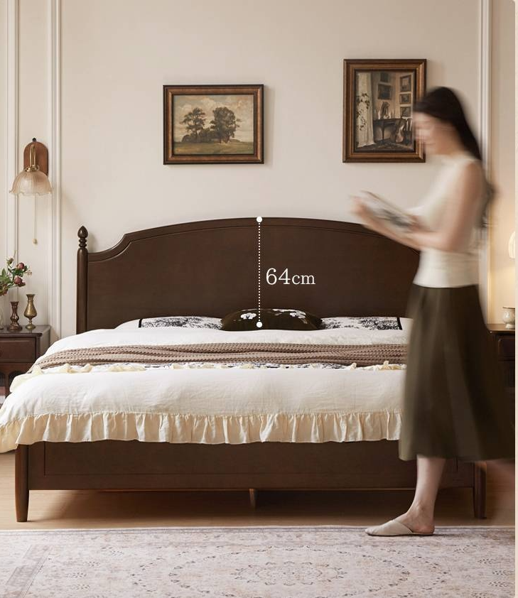 Poplar Solid Wood Box Bed, French Retro Style