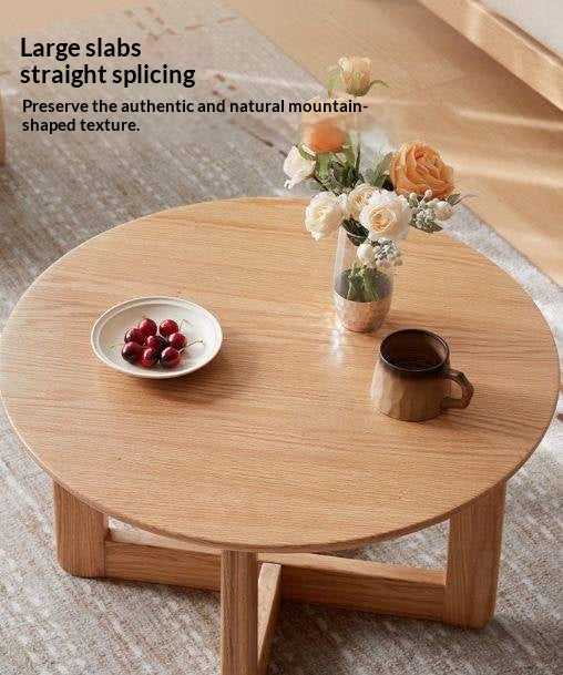 Oak Solid Wood Modern Round Coffee Table