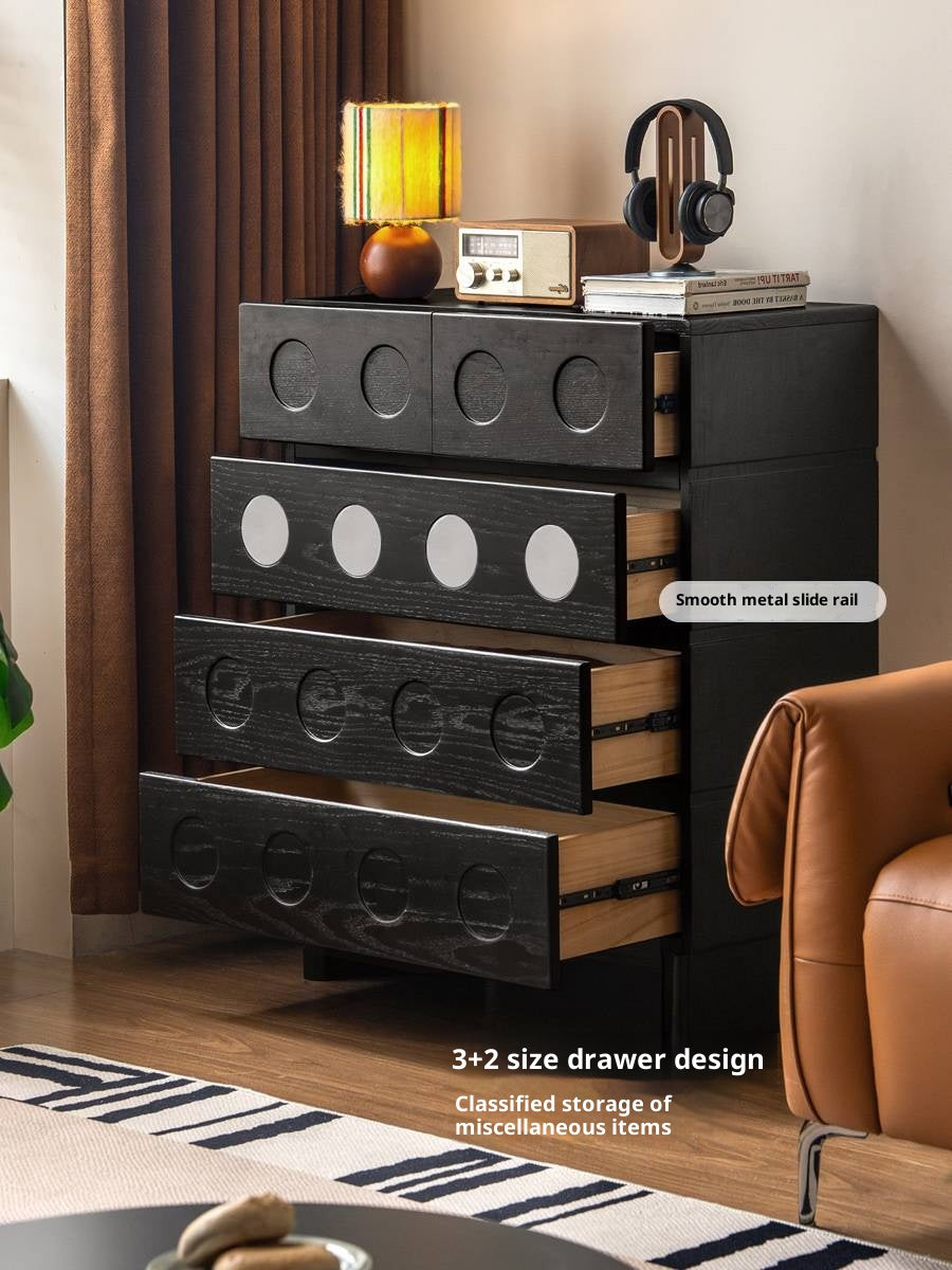 Oak Solid Wood Vintage Style Five-Drawer Chest