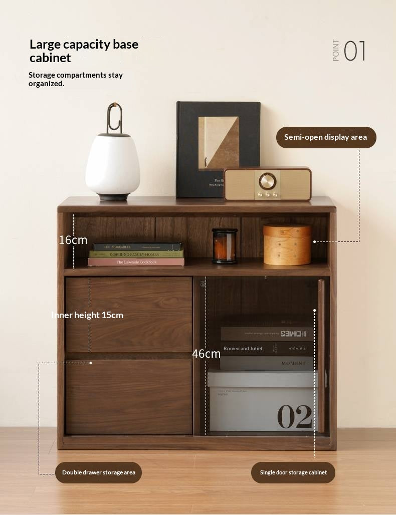 Black Walnut Solid Wood Italian Light Luxury Corner Office Desk