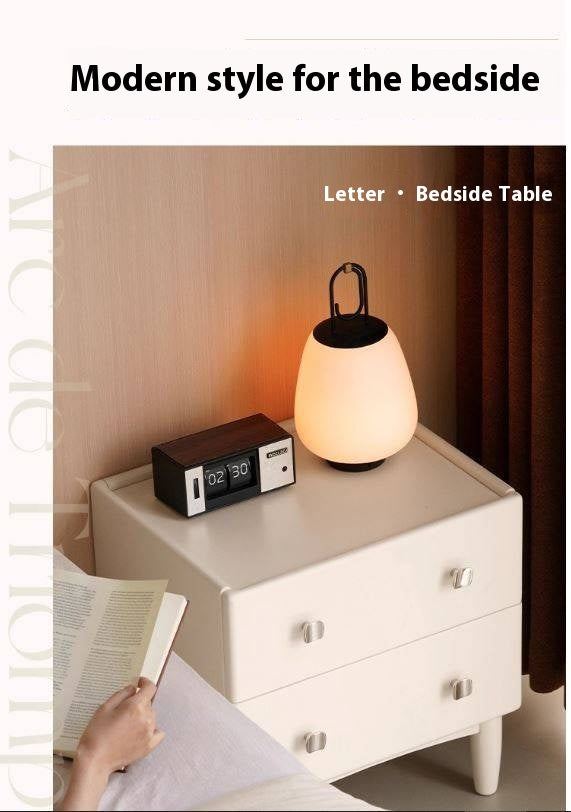 Solid Rubberwood Modern Nightstand