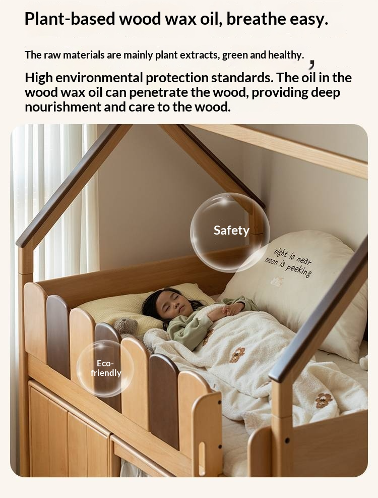 Beech Solid Wood Children's Treehouse Bed Multifunctional Loft Bed