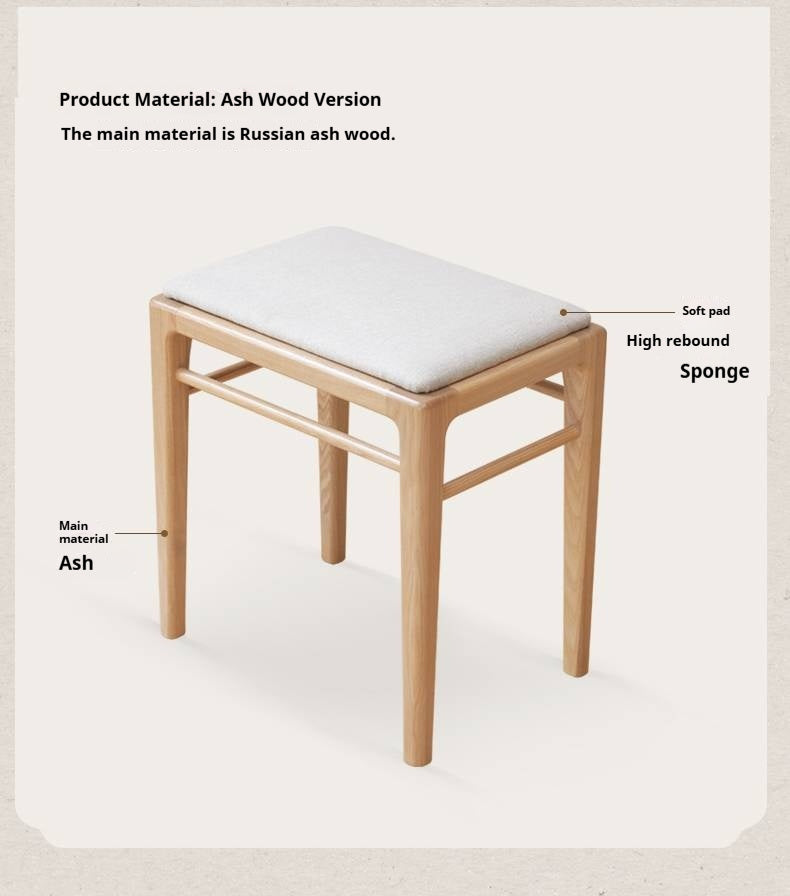 Ash Solid Wood Light Luxury Modern Makeup Stool