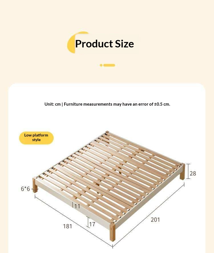 Beech Solid Wood Modern Minimalist Style Platform Bed