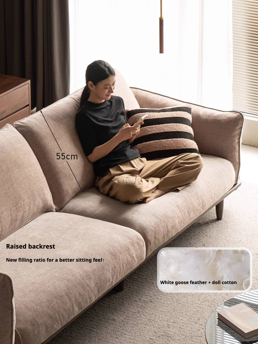Black Walnut Solid Wood Fabric Sofa