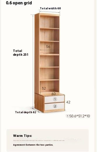 Oak Solid Wood Cream Style Study Bookcase