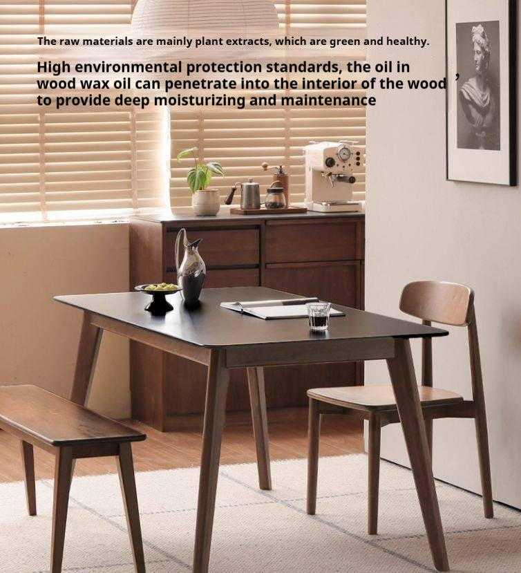 Black Walnut Solid Wood Modern Rock Plate Dining Table