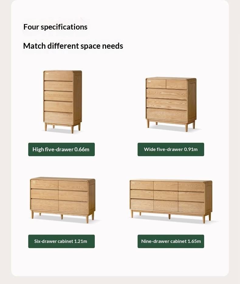 Ash Solid Wood Chest of Drawers with Modern Minimalist Design
